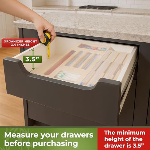 Kitchen Drawer Organizer, 9" 1 Sandwich Storage Bag Organizer & Foil Wrap - Image 2