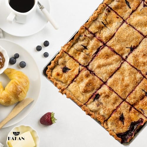 Hakan Aluminum Half Sheet Baking Pan 14x18-inch, 2.2lbs Weight, Thick Rust-Free Bakeware, Warp Resistant Food Grade Aluminum Baking Tray, Cookie Sheet Oven Tray, Heavy-Duty Baklava Tray, Silver - Image 2