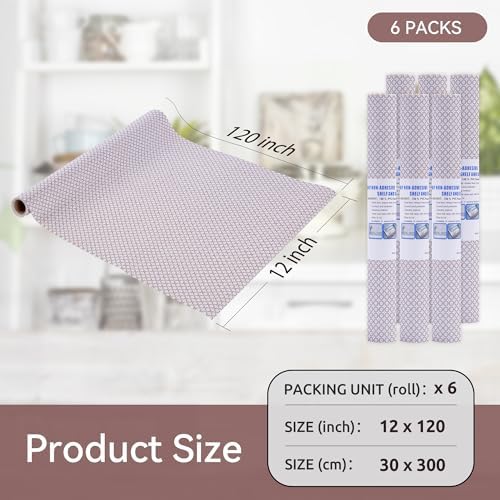 FIFTY FEET 12"x120" Non-Adhesive Shelf Liner for Kitchen Cabinets and Drawers, Washable Non-Slip PVC Cabinet Liner (Red Circle)(6 Roll) - Image 5