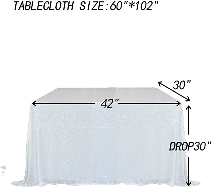 JYFLZQ White Sequin Tablecloth, Glitter Table Cover 60x102 Inch Rectangle - Image 9