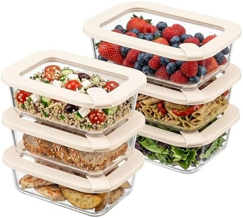 Urban Green Glass Food Storage Containers with Glass Lids, Microwave Safe Food Container Set, Aitight Meal Prep Container Set, LeakProof, 100% Plastic Free, 6 Pack - Image 2