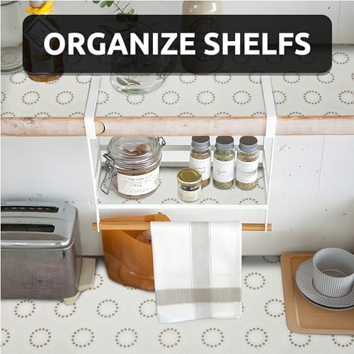 FIFTY FEET 12X120 Inch Shelf Liner for Kitchen Cabinets, PVC Drawer Liner for Dresser Non-Slip Bathroom, Non-Adhesive Cabinet Liner Washable (Beige Circle)(2 Roll) - Image 2