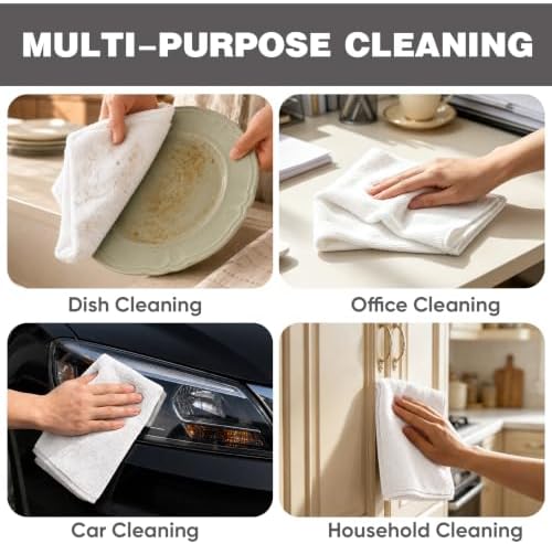 TEAWOO 10 PCS White Microfiber Cleaning Cloths, Assorted Cleaning Rags - Image 5