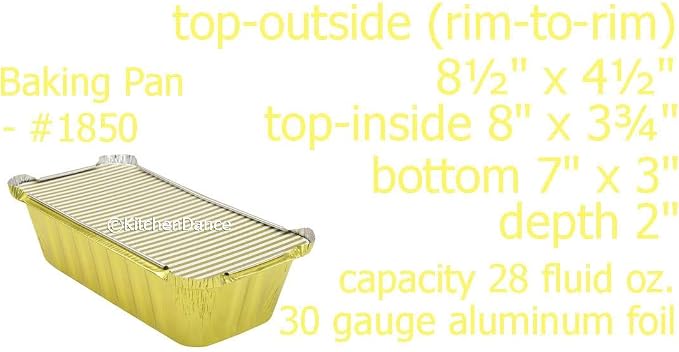 KitchenDance Disposable Aluminum Closable Loaf Pans with Lids - 2 Pounds Aluminum Foil Pans for Cakes, Cobblers - Baking Pans Perfect for Baking, Storing, Preparing Food - 1850 (Gold, 1000) - Image 2
