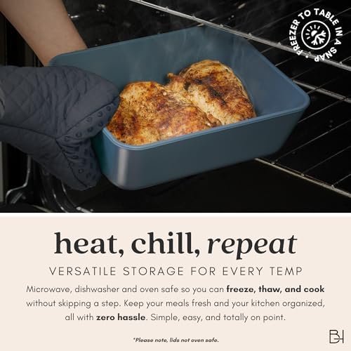 Glass Food Storage Container with Lid, 2.5-Cup Small Square | Microwave-Safe Airtight Lid, Oven-Safe Ceramic-Coated Glass | Zero Plastic, No PFAS/PFOA/BPA, Reusable [Dusk] - Image 5