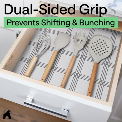 GORILLA GRIP Shelf Liner, Kitchen Drawer Protector, 17.5x240 Gray White - Image 4