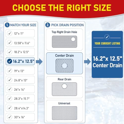Bestjing Silicone Sink Protectors for Kitchen Sink-16.2"x12.5" Center Drain - Image 2