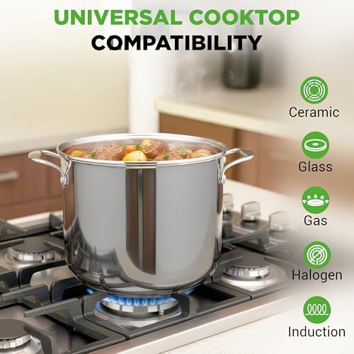 NutriChef 12 Quart Stainless Steel Stock Pot with Lid | Induction Cookware for Home & Commercial Use | Heavy Duty Cooking Pot for Boiling or Simmering Soup, Pasta, Seafood, and Sauces - Image 2