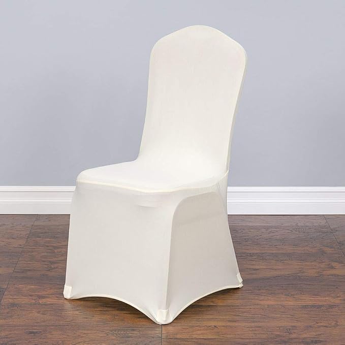 Linenlanding Set of 1/10/50Pcs Hotel Banquet Dining Spandex Stretch Chair Covers - Wedding Reception Banquet Party Restaurant, 17 Colors! (10, Ivory) by LTC+LINENS