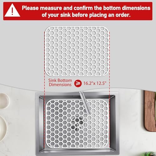 Bestjing Silicone Sink Protectors for Kitchen Sink - 16.65"x12.2" White - Image 2