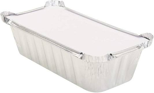 KitchenDance Disposable Aluminum Closable Loaf Pans with Lids - 2 Pounds Aluminum Foil Pans for Cakes, Cobblers - Baking Pans Perfect for Baking, Storing, Preparing Food - 1850 (Silver, 500) by KitchenDance