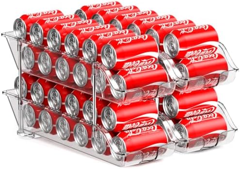 Sotfamily Stackable Soda Can Organizer for Pantry or Fridge, Holds 48 Cans | Heavy-Duty, Clear PET, Space-Saving Drink Organizer, Gravity Rolling, Pop can & Food can Dispenser/Storage/Container by Sotfamily