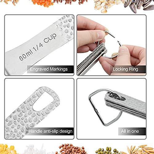 Measuring Cups and Spoons Set 14, 18/8 Stainless Steel Measuring Cups and Spoons Set for Baking & Kitchen, Metric & US Measure 6 Cups & 7 Spoons with Leveler - Image 7