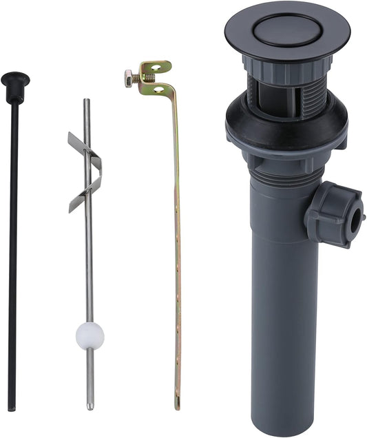 ARCORA Sink Drain with Overflow, Bathroom Sink Stopper with Lift Rod, Matte Black Drain for Vessel Sink