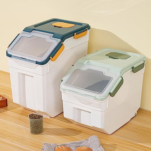 Large Flour Storage Container Bin 25lb, 4Pack Airtight Rice Storage Containers with Wheels Seal Locking Lid, BPA Free with Measuring Cup&Scoop for Flour, Rice, Grain(Blue) - Image 6