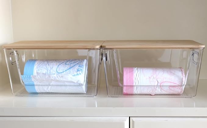 2 Pack Pantry Organizers Stackable Storage Bins Open Front with Lids for Fruit Garlic Snack Bread Produce - Clear Holder for Kitchen Laundry Countertop or Under Sink Organizer (Small) - Image 7