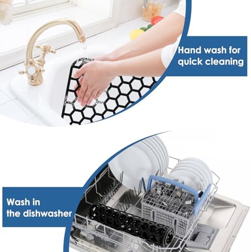 2 Pack Silicone Sink Protectors for Kitchen Sink -12"x 11" Center Drain - Image 6