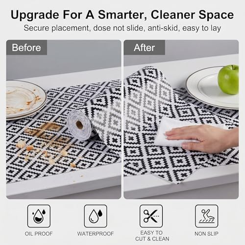 Coavas Shelf and Cabinet Liner, Easy Cut Protective (Black, 24 in x 20 ft) - Image 6