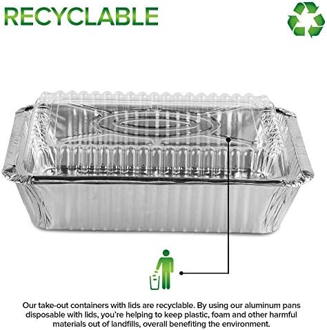 Stock Your Home 2 Lb Small Aluminum Pans with Lids (100 Pack) Foil Pan + Clear Plastic Lid, Disposable Cookware, Takeout Trays with Lids - To Go Disposable Food Containers for Restaurants & Catering - Image 5