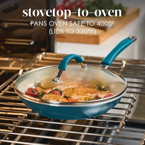Rachael Ray Cucina Ceramic Nonstick Cookware Pots and Pans Set, 13-Piece, Marine Blue - Image 4