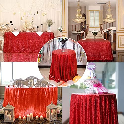 JYFLZQ Red Sequin Tablecloth, Glitter Party Table Cover 50 Inch Round - Image 6