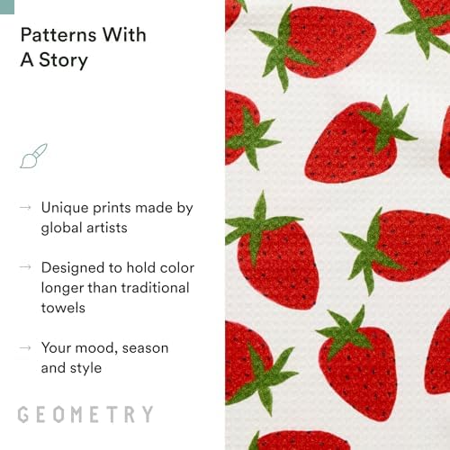 GEOMETRY Tea Towels – Spring & Summer Collection – Quick-Dry, Ultra-Absorbent, Reusable Microfiber Kitchen Towels for Drying & Cleaning - Berry Sweet - 1 Pack - Image 5