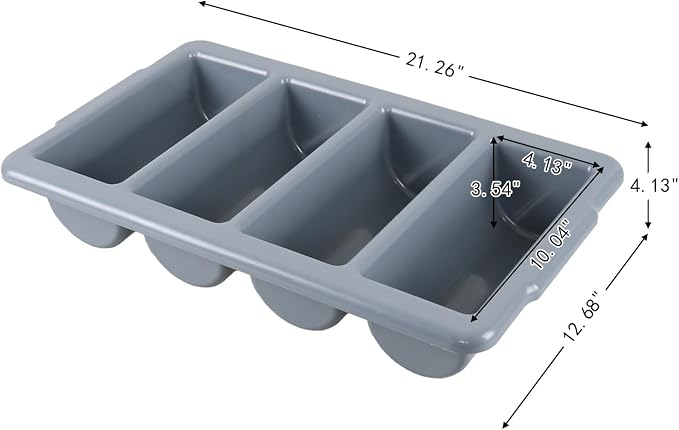 Morcte 4-Compartment Commercial Silverware Bin, Set of 4, Gray - Image 2