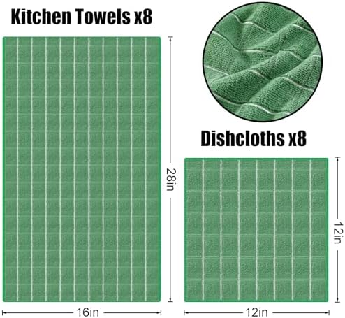Homaxy Microfiber Kitchen Towels and Dishcloths Sets, 12 Pack, Grass Green - Image 6