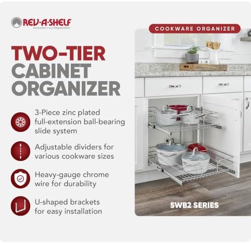 Rev-A-Shelf Pullout Organizer for Cabinets, Min Opening Width 20.5" - Image 5
