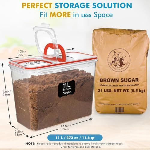 Shazo 2 PC (11L | 372 oz) Flour Sugar Storage Containers with Spout Lid & Easy Carry Handle - BPA Free Extra Large Airtight Food Storage Containers with Lids - Rice Canisters Sets for Kitchen & Pantry - Image 2