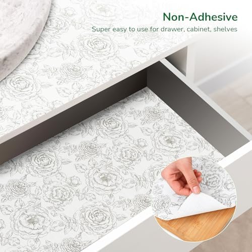 Floral Non-Slip Drawer and Shelf Liner for Kitchen 17.5In x 20FT - Image 3