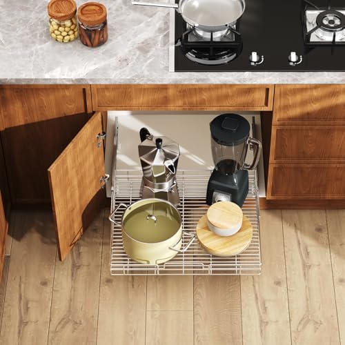 LOVMOR Pull Out Cabinet Organizer and Storage 27" W x 21½" D, Slide Out Shelves for Kitchen Cabinets - Image 5