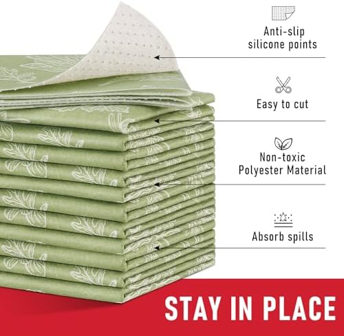 Cooyes Large Fridge Liners for Refrigerator, 17.7" × 24", Drawer & Shelf Liners for Kitchen Cabinets Non-Adhesive, Breathable Cloth Material, Non-Slip, Keep Produce Fresh Longer, Sage Green - Image 4