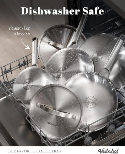 Stainless Steel Frying Pan Set with Lids 8+10+12 Inch,Tri-Ply Stainless Steel Skillets,Brushed Steel Pans with Stainless Steel Lids,Oven&Dishwasher Safe,Induction Compatible - Image 4