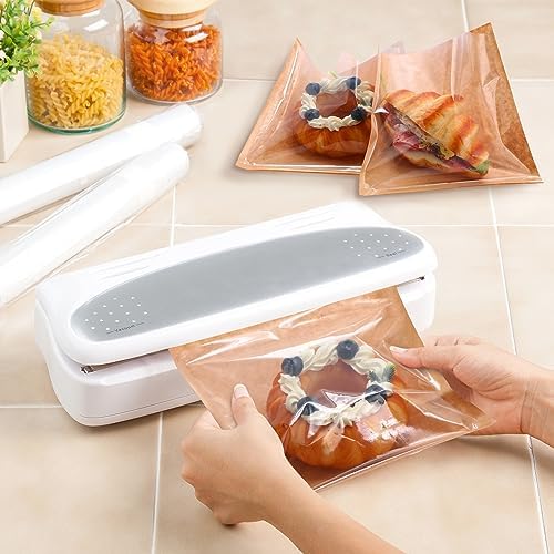 Yeaqee 600 Pcs Bakery Bags 7.1 x 7.5 Inches Heat Sealable Donut Bag with Window Paper Sandwich Bag Grease Resistant Cookie Packaging Kraft Sleeves for Pastries Snacks Egg Biscuits Treat - Image 5
