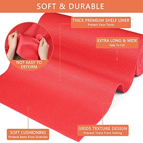 Foam Toolbox Liner Drawer Liner, Non-Slip Shelf Liners 18" W x 288" L Red - Image 3