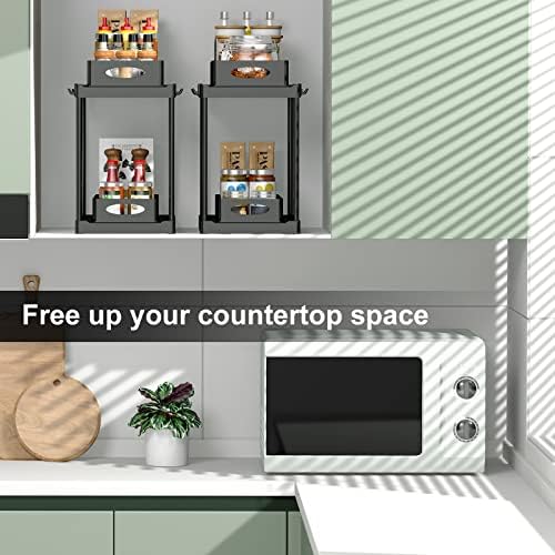 Under Sink Organizer and Storage, 2 Tier Under Sink Organizer with Sliding Pull Out Drawer for Kitchen Bathroom Cabinet Shelf Basket with 8 Hooks (2 Pack) - Image 5