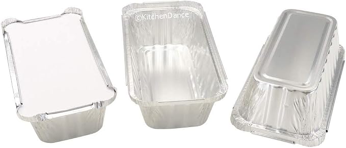 KitchenDance Disposable Aluminum Closable Loaf Pans with Lids - 2 Pounds Aluminum Foil Pans for Cakes, Cobblers - Baking Pans Perfect for Baking, Storing, Preparing Food - 1850 (Silver, 125) - Image 2