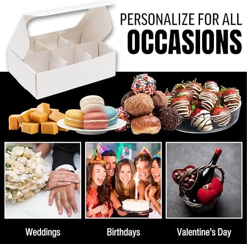 25 pcs White Mini Truffle Box for 6 treats with Windows and Dividers, Bakery Boxes, 5 x 3.5 x 1.57 Inches VERY SMALL Baking Boxes, Square Truffles Box for Gift Giving - Image 5
