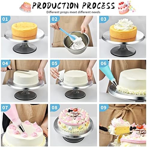 300 PCS Cake Decorating Kit, Cake Decoration Supplies, Baking Accessories Tools Set, Cake Turntable Stand Frosting Piping Bags Icing Tips Nozzles Spatulas Smoothers Cookie Cutters Cupcake Muffin Cups - Image 4