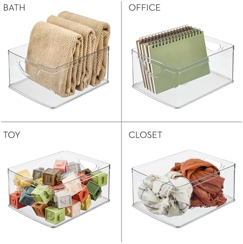iDesign Plastic Stackable Kitchen Cabinet Storage Bin with Handles - Clear Pantry Organizer Medium (Pack of 4) - Image 7