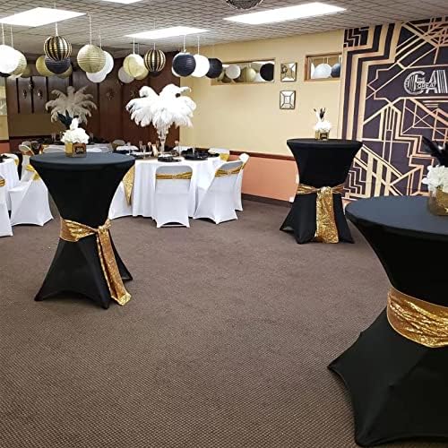 Pesonlook 10 Pack Black Cocktail Spandex Table Cover,32x43 Inch - Image 5