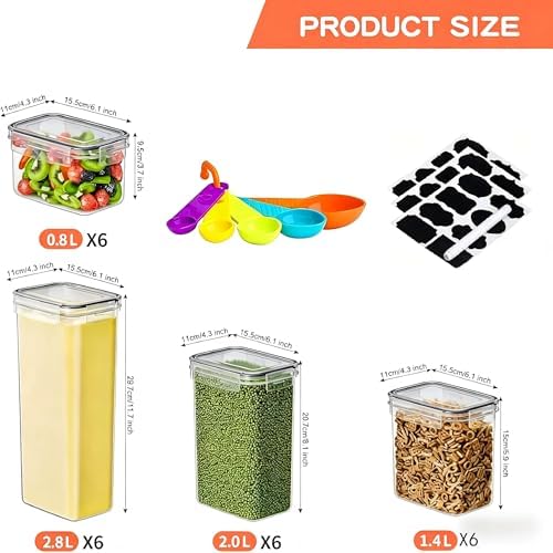 24pcs Airtight Containers, Clear Stackable Dry Food Storage | clear airtight containers with tight lids keep dry food fresh. Safe plastic, stackable for pantry kitchen storage - Image 2