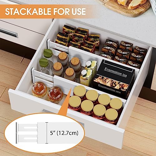 Bamboo Drawer Dividers, Adjustable Drawer Organizers, Fits 12.6–16" Drawers | 2.5" High, 4 Pack Expandable Drawer Separators for Kitchen, Nursery, Dressers & Office Storage, White - Image 4