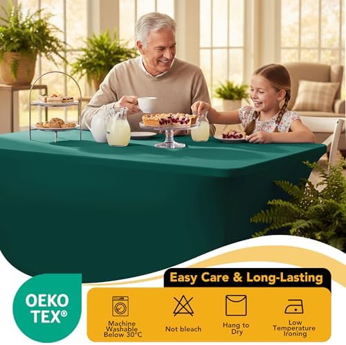 6-Pack Hunter Green Spandex Tablecloths for 8ft Rectangle Tables - Image 7