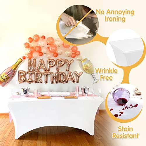 BRILLMAX 6 Pack White Spandex Table Covers for 6ft Rectangle Tables - Image 3