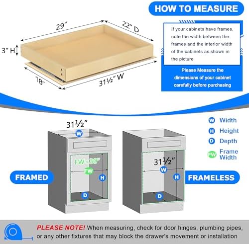 WelFurGeer Soft Close Pull Out Cabinet Organizer, 29" W x 22" D Pull Out Drawer for Cabinets, Cabinet Roll Out Drawers, Slide Out Drawers, Durable Pullout Drawer for Home & Kitchen Organization - Image 3