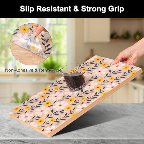 Cooyes Shelf Liner – Premium Non-Adhesive Cabinet & Drawer Liner for Kitchen – Waterproof Shelf Paper with Modern Pattern – Durable EVA Cabinet Mat – Easy to Cut （17.5" W x 120" L） - Image 4