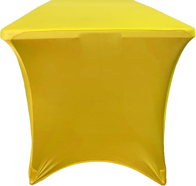 YOUR CHAIR COVERS - 5 ft Yellow Rectangular Spandex Table Covers Fitted Tablecloth Wedding Event Patio Decorations Elastic Fabric Stretch for Folding Table - Image 3