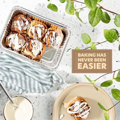 PLASTICPRO 50 Pack Aluminum Pans 6.5'' X 9" Disposable Pans with Covers Heavy Duty 2.25 lb Foil Pans for Baking and Cooking - Image 2